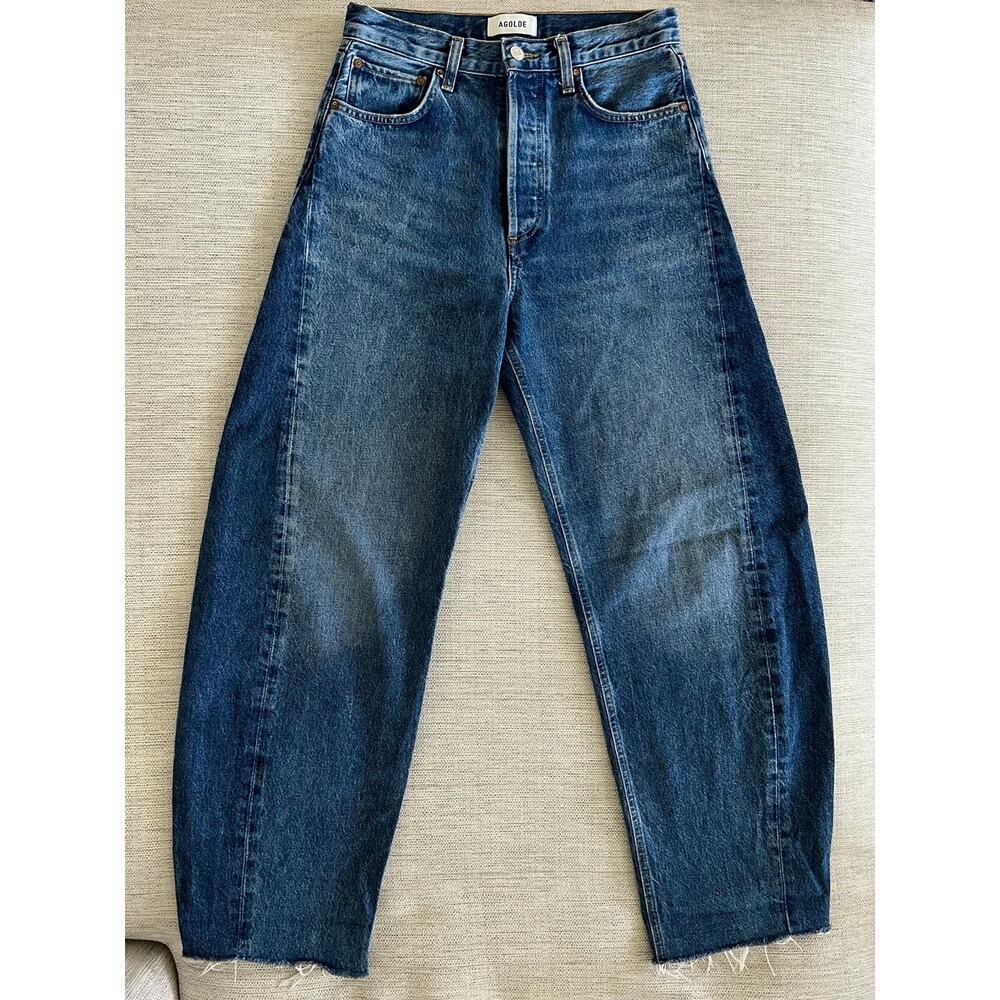 AGOLDE Luna Pieced High Rise Curved Taper Size 26 Split Barrel Jeans - Picture 3 of 8